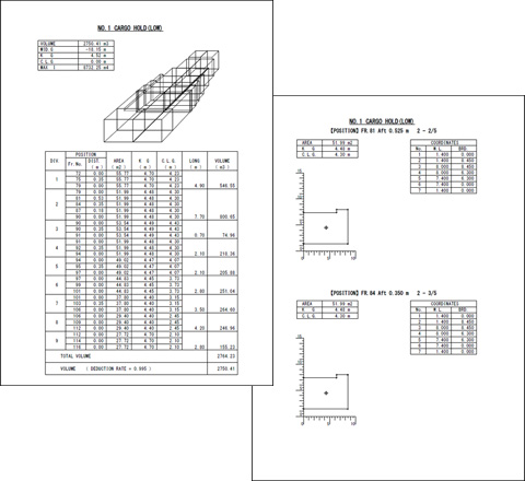 貨物タンクの容積計算印刷サンプル